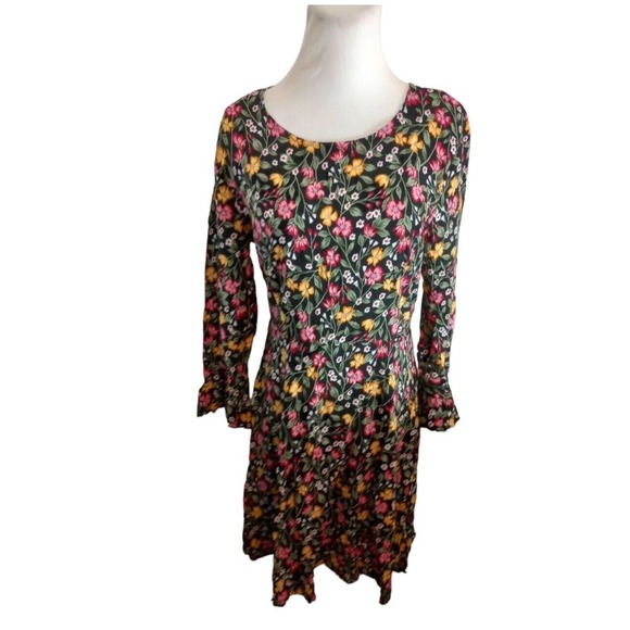 Old Navy Dresses & Skirts - Old Navy Dress Women Sz M Floral Bell Sleeve Smocked Sides Fit Flare Flowy Boho